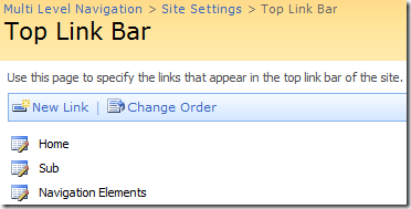 configure top link bar